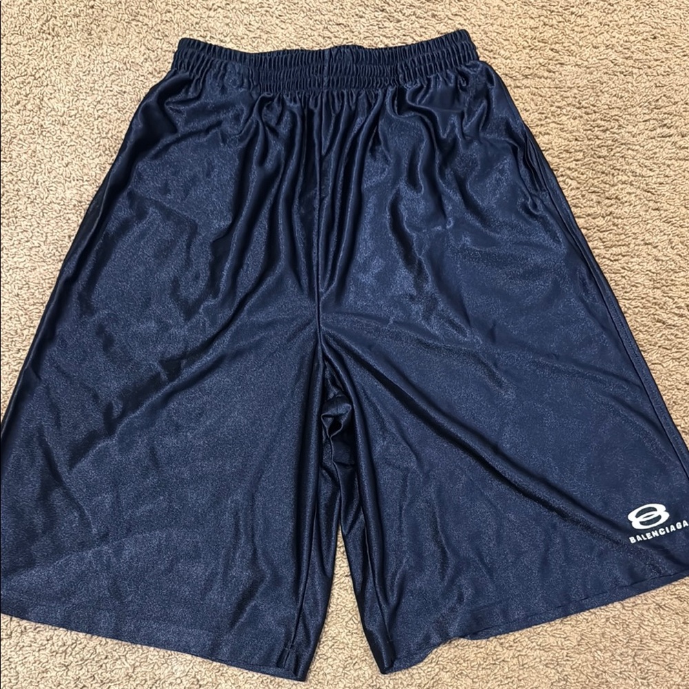 Balenciaga Men’s Logo Cotton Basketball Shorts